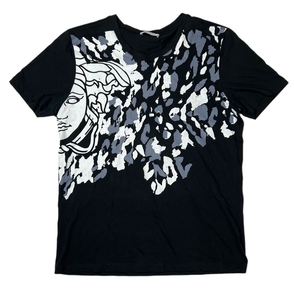 Versace Collection black short sleeve half Medusa cotton t-shirt | Euro XL US M